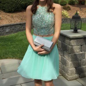 Decode 1.8 Women's Mint Two Piece Embellished Corset Dress